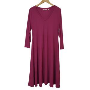 Soft Surroundings Molly Dark Fuchsia Ribbed Asymmetric Knit Midi Dress Large